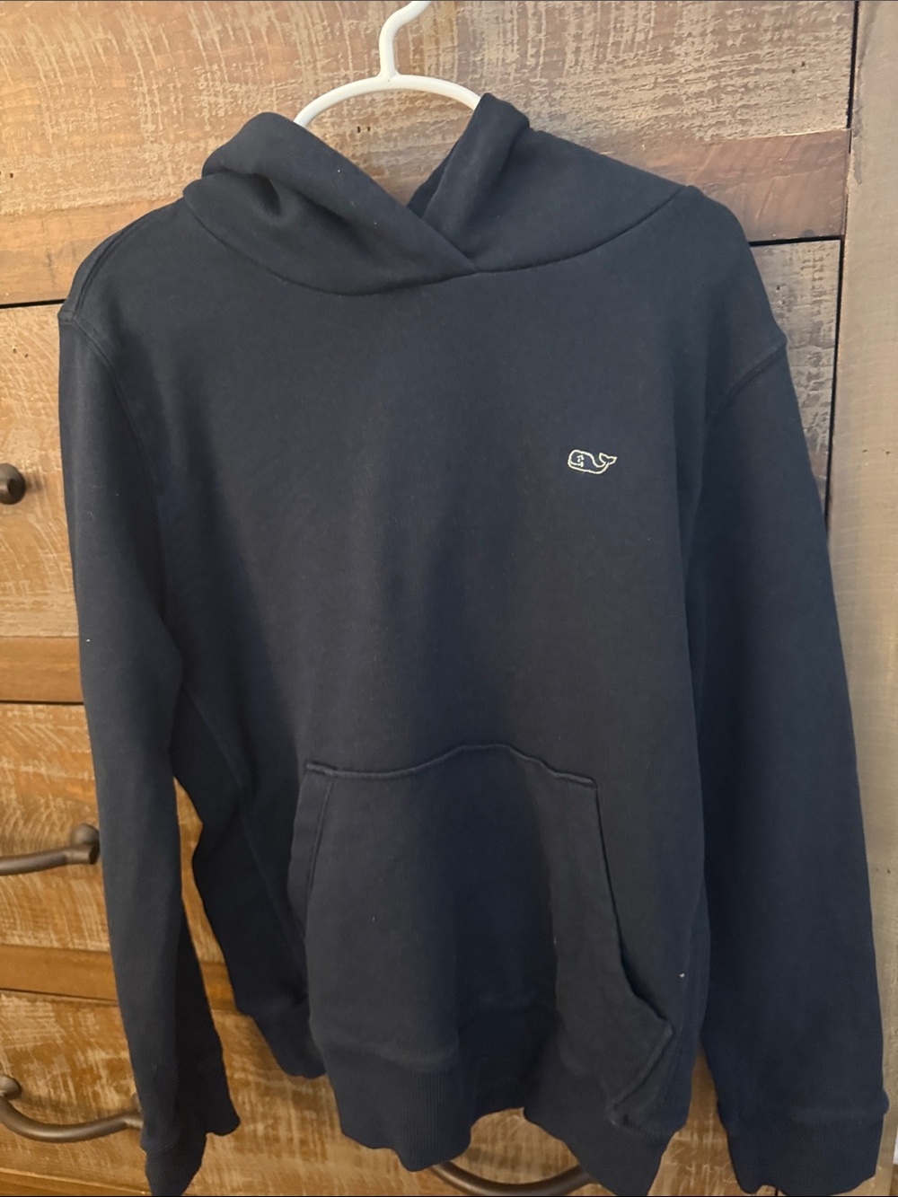 Vineyard Vines Navy Hooded Pullover with Whale Logo